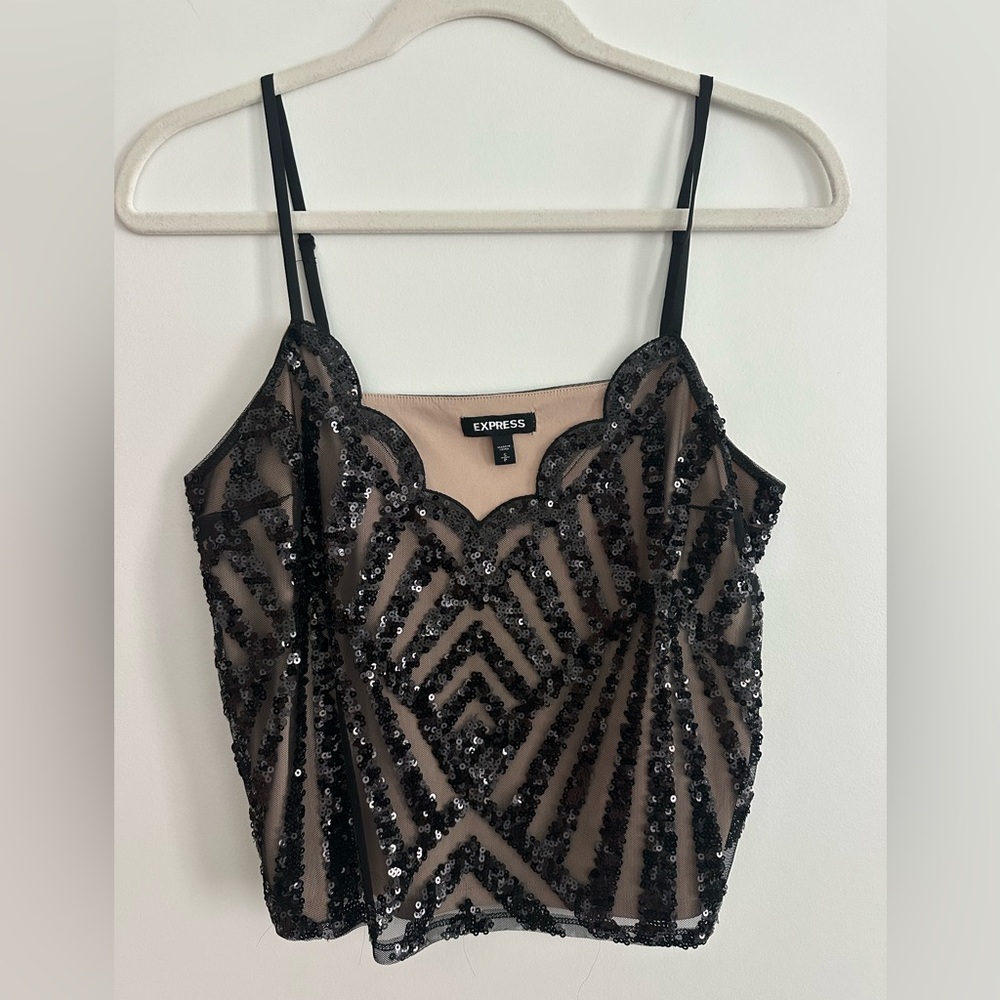 Express Black and Nude Sequin Camisole